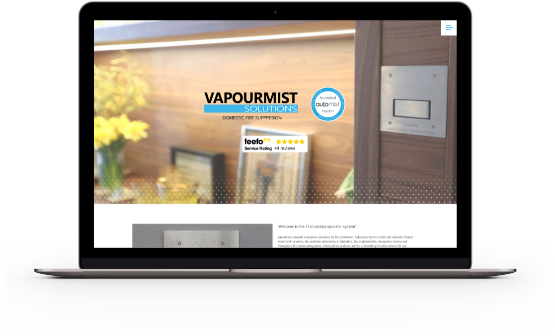 Vapourmist Solutions Desktop View.