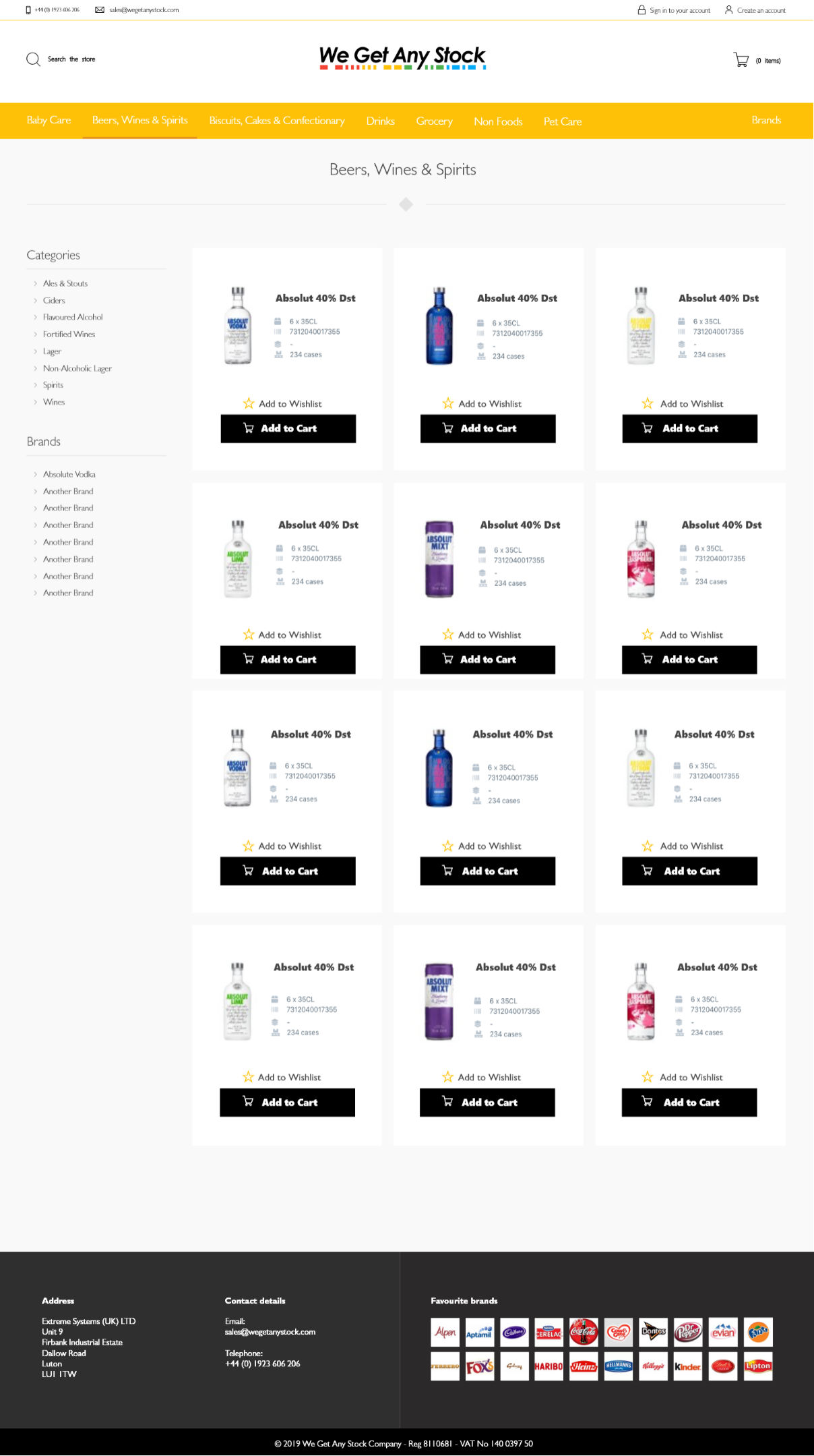 We Get Any Stock product list page full desktop view.