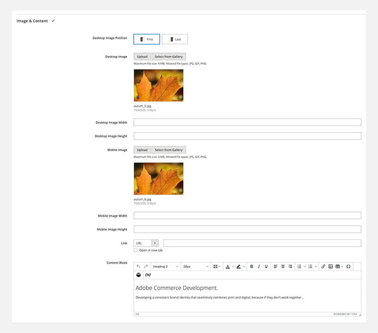 Admin view of the two columns with the desktop order module.