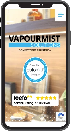 Vapourmist Fire Suppression installers' website mobile view.