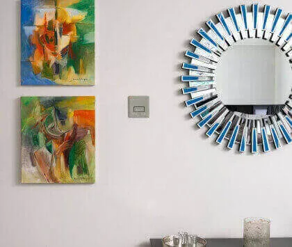 Vapourmist Plumis Automist® system installed on a wall with hanging picture