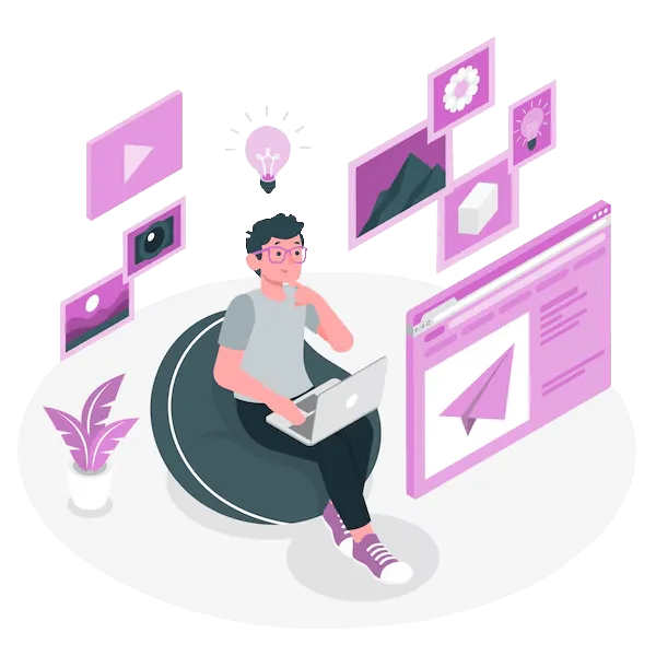 Image of a web designer having a light bulb moment.